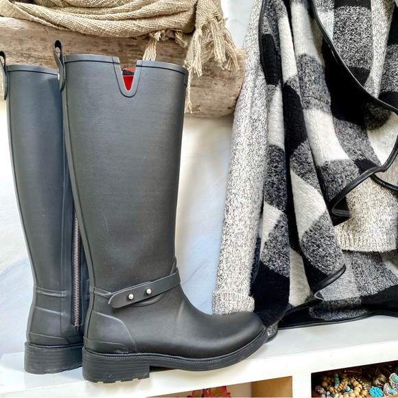 Rag & Bone Tall Riding rubber winter Boots Motto Rain boots-Hunter country vibe - Picture 5 of 13